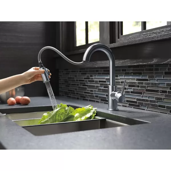 imageDelta Faucet Trinsic Touch Bar Faucet with Touchless Technology Bar Faucet with Pull Down Sprayer Black Bar Sink Faucet Prep Sink Faucet Wet Bar Faucet Matte Black 9959TLBLDSTArctic Stainless