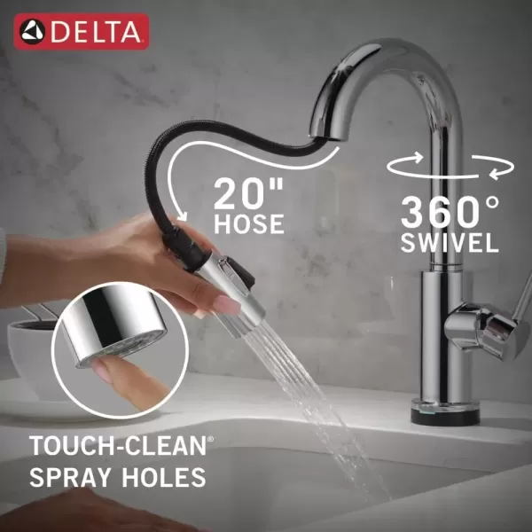 imageDelta Faucet Trinsic Touch Bar Faucet with Touchless Technology Bar Faucet with Pull Down Sprayer Black Bar Sink Faucet Prep Sink Faucet Wet Bar Faucet Matte Black 9959TLBLDSTChrome