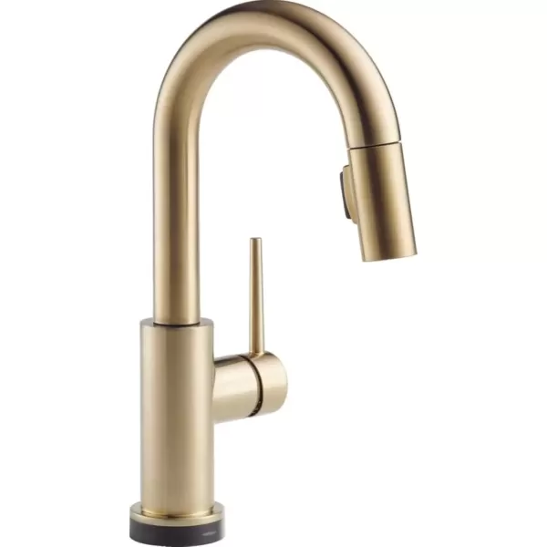 imageDelta Faucet Trinsic Touch Bar Faucet with Touchless Technology Bar Faucet with Pull Down Sprayer Black Bar Sink Faucet Prep Sink Faucet Wet Bar Faucet Matte Black 9959TLBLDSTChampagne Bronze