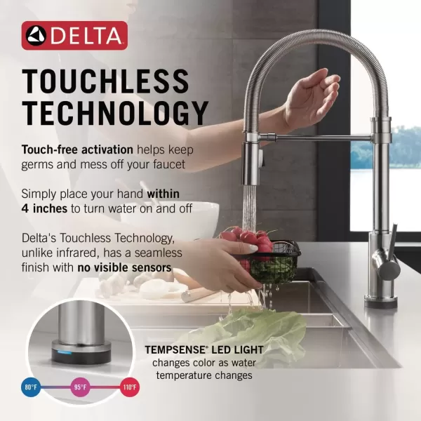 imageDelta Faucet Trinsic Touch Kitchen Faucet with Touchless Technology Brushed Nickel Commercial Style Kitchen Faucet Kitchen Faucets with Pull Down Sprayer Arctic Stainless 9659TLARDST