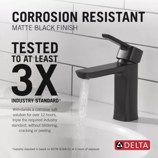 imageDELTA 581LFBLGPMPP Modern Bathroom Faucet 10 GPM Water Flow Matte BlackMatte Black