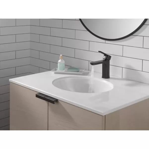 imageDELTA 581LFBLGPMPP Modern Bathroom Faucet 10 GPM Water Flow Matte BlackMatte Black
