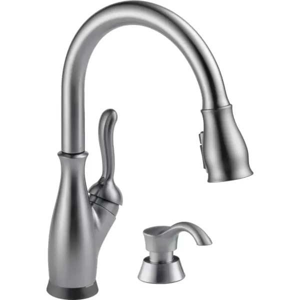 imageDELTA 9178TLBLDST Leland Kitchen Faucet Touch  Touchless Matte BlackArctic Stainless