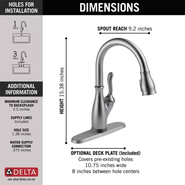 imageDELTA 9178TLBLDST Leland Kitchen Faucet Touch  Touchless Matte BlackArctic Stainless