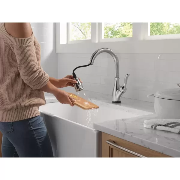 imageDELTA 9178TLBLDST Leland Kitchen Faucet Touch  Touchless Matte BlackArctic Stainless