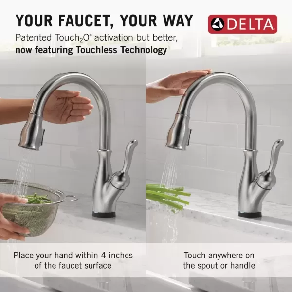imageDELTA 9178TLBLDST Leland Kitchen Faucet Touch  Touchless Matte BlackArctic Stainless