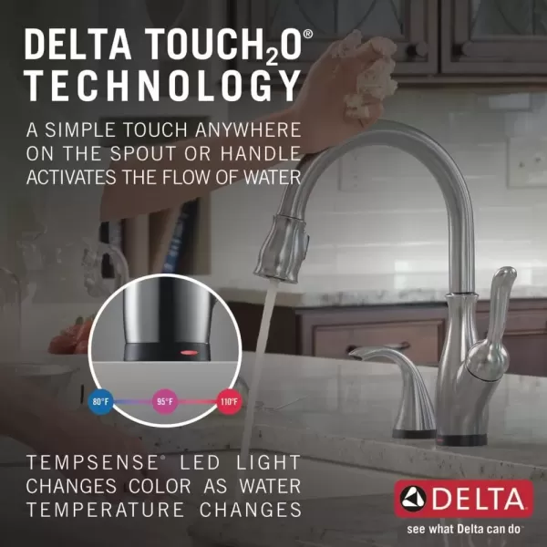 imageDELTA 9178TLBLDST Leland Kitchen Faucet Touch  Touchless Matte BlackArctic Stainless