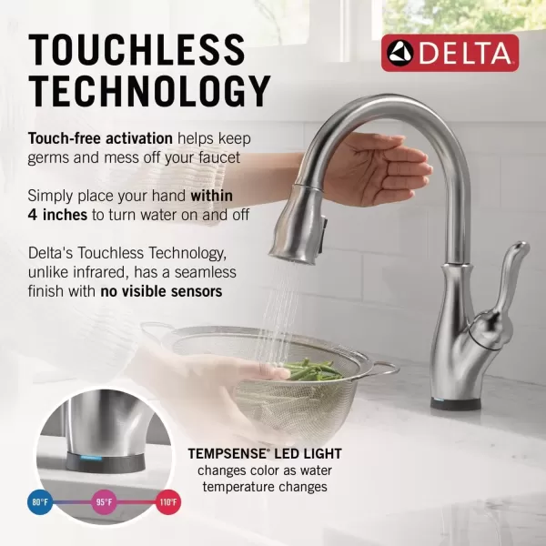 imageDELTA 9178TLBLDST Leland Kitchen Faucet Touch  Touchless Matte BlackArctic Stainless