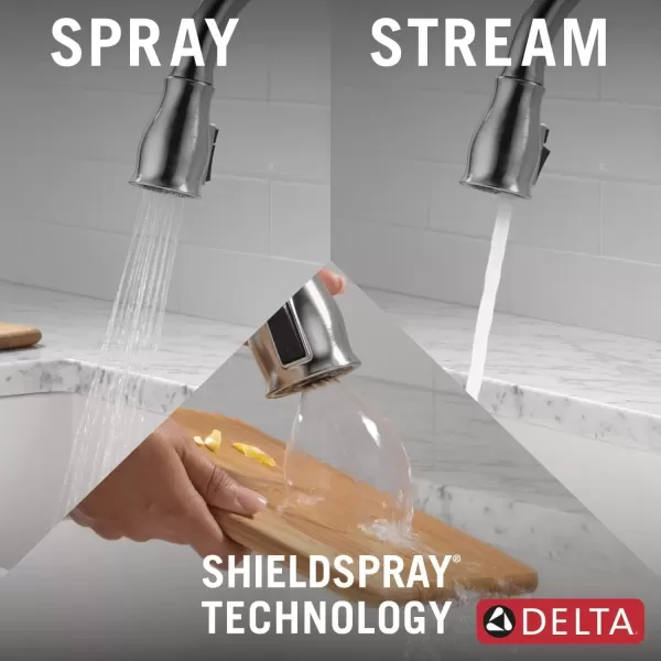 imageDELTA 9178TLBLDST Leland Kitchen Faucet Touch  Touchless Matte BlackArctic Stainless