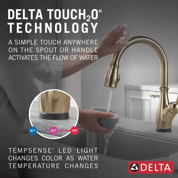 imageDELTA 9178TLBLDST Leland Kitchen Faucet Touch  Touchless Matte BlackChampagne Bronze