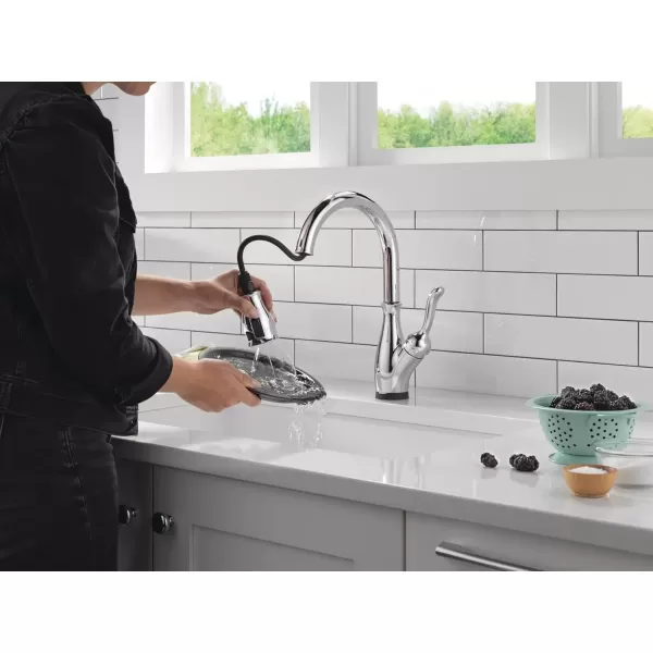 imageDELTA 9178TLBLDST Leland Kitchen Faucet Touch  Touchless Matte BlackChrome