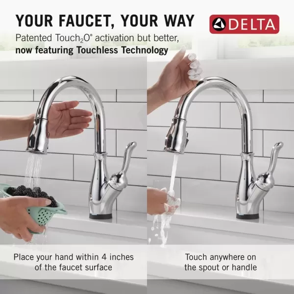 imageDELTA 9178TLBLDST Leland Kitchen Faucet Touch  Touchless Matte BlackChrome
