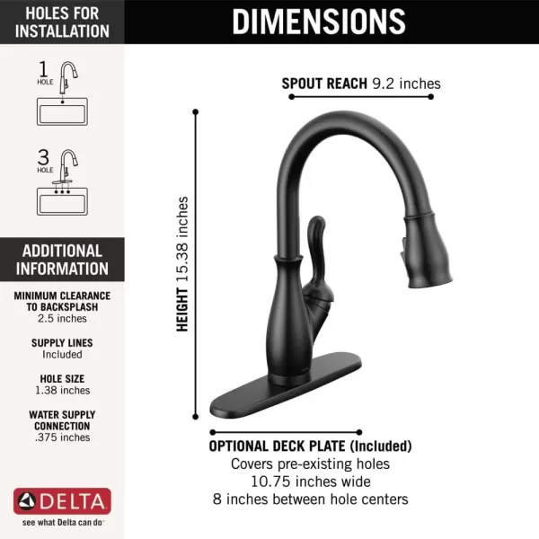 imageDELTA 9178TLBLDST Leland Kitchen Faucet Touch  Touchless Matte BlackMatte Black