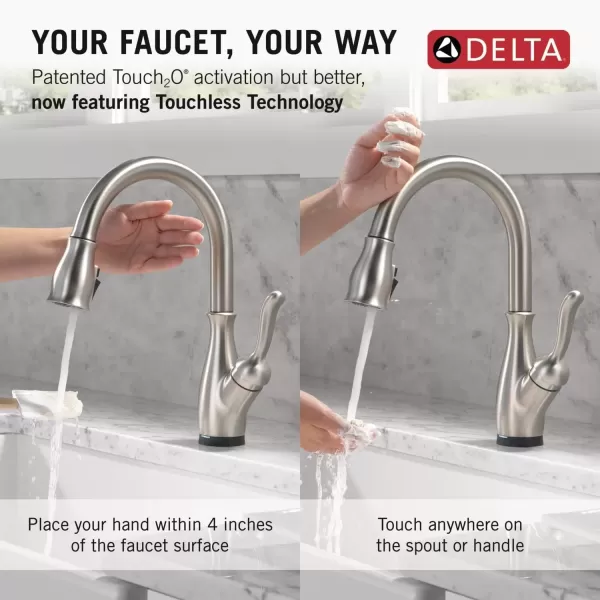 imageDELTA 9178TLBLDST Leland Kitchen Faucet Touch  Touchless Matte BlackSpotShield Brushed Nickel