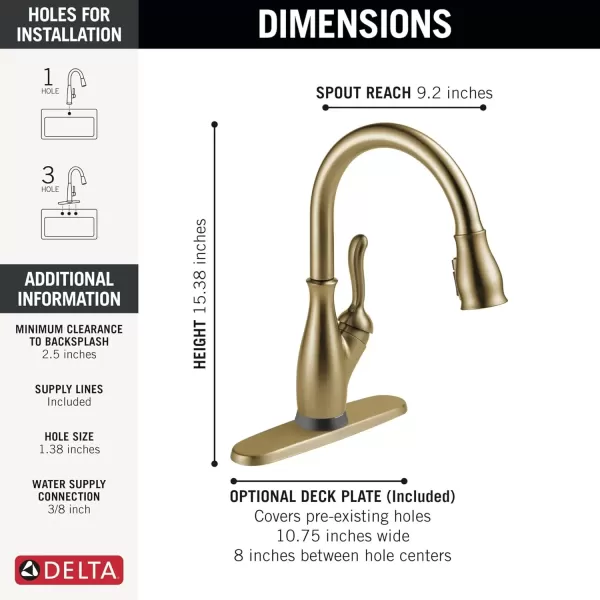 imageDELTA 9178TLDST Leland Kitchen Faucet Touch  Touchless ChromeChampagne Bronze