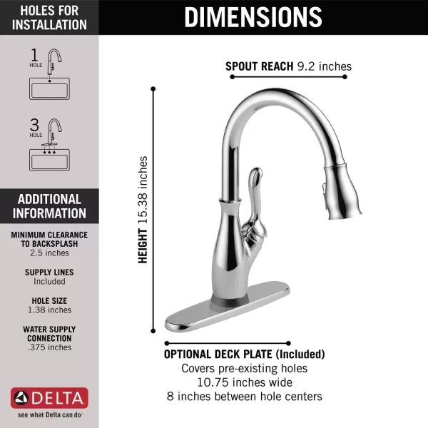 imageDELTA 9178TLDST Leland Kitchen Faucet Touch  Touchless ChromeChrome
