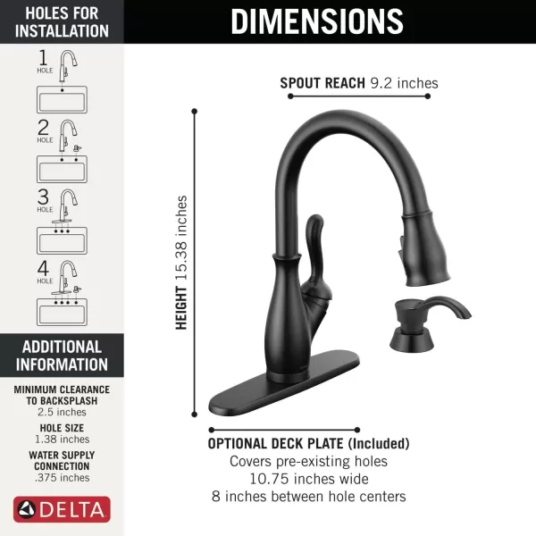 imageDELTA 9178TLDST Leland Kitchen Faucet Touch  Touchless ChromeMatte Black