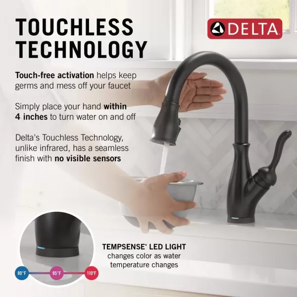 imageDELTA 9178TLDST Leland Kitchen Faucet Touch  Touchless ChromeMatte Black