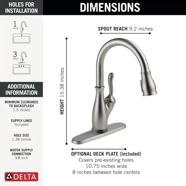 imageDELTA 9178TLDST Leland Kitchen Faucet Touch  Touchless ChromeSpotShield Brushed Nickel