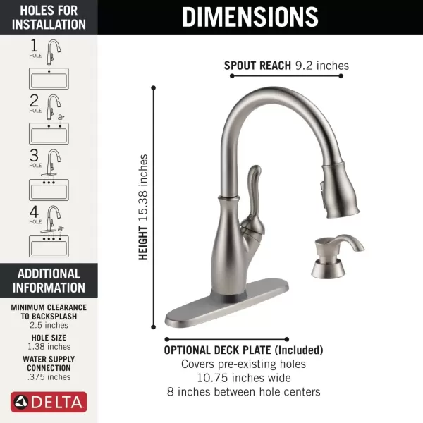 imageDELTA 9178TLDST Leland Kitchen Faucet Touch  Touchless ChromeSpotShield Stainless