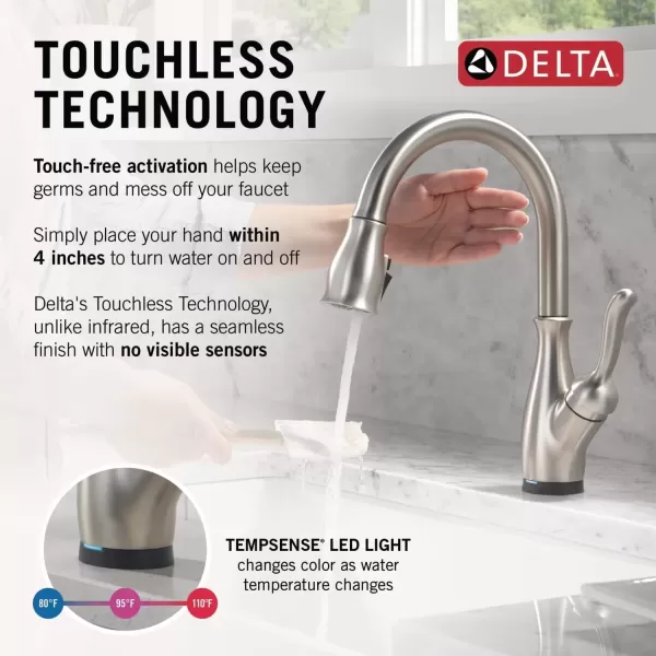 imageDELTA 9178TLDST Leland Kitchen Faucet Touch  Touchless ChromeSpotShield Stainless