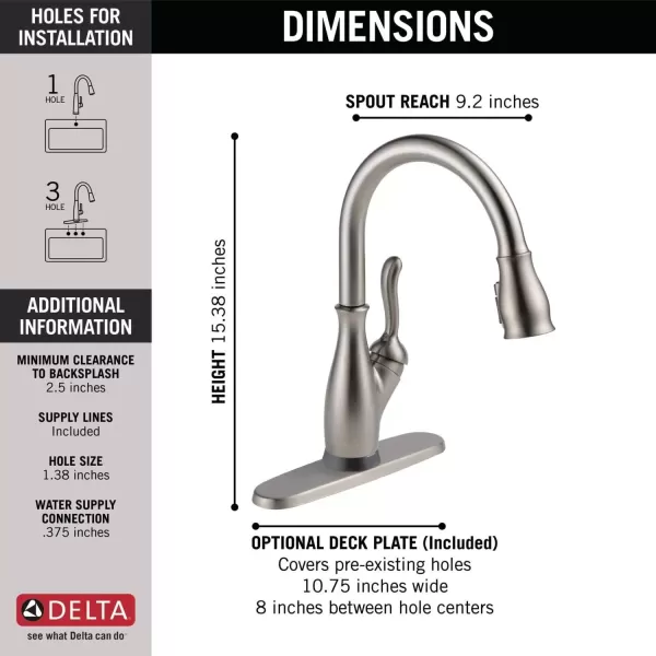 imageDELTA 9178TLDST Leland Kitchen Faucet Touch  Touchless ChromeSpotShield Stainless