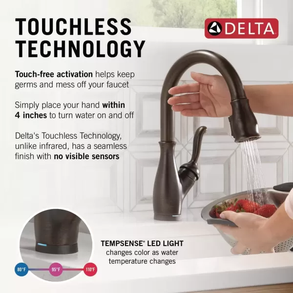 imageDELTA 9178TLDST Leland Kitchen Faucet Touch  Touchless ChromeVenetian Bronze