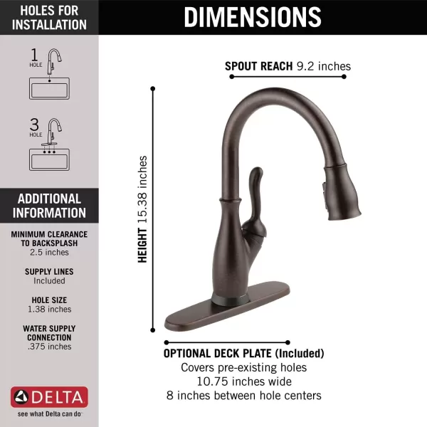 imageDELTA 9178TLDST Leland Kitchen Faucet Touch  Touchless ChromeVenetian Bronze