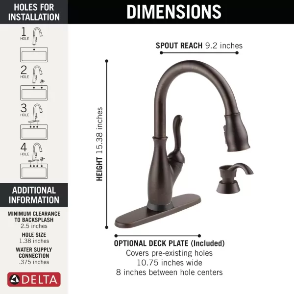 imageDELTA 9178TLDST Leland Kitchen Faucet Touch  Touchless ChromeVenetian Bronze