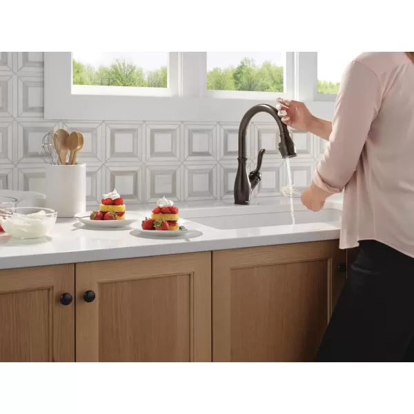 imageDELTA 9178TLDST Leland Kitchen Faucet Touch  Touchless ChromeVenetian Bronze