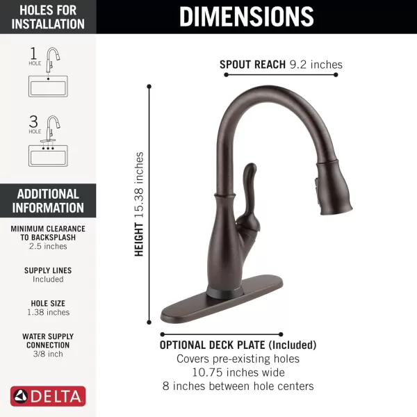 imageDELTA 9178TLDST Leland Kitchen Faucet Touch  Touchless ChromeVenetian Bronze