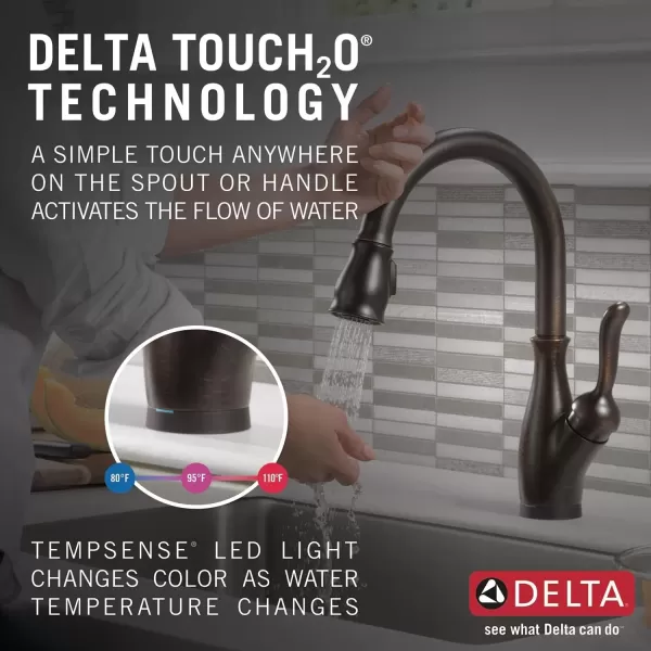 imageDELTA 9178TLDST Leland Kitchen Faucet Touch  Touchless ChromeVenetian Bronze
