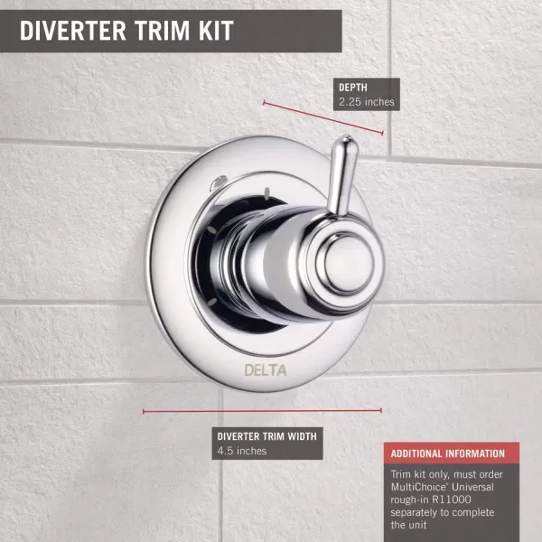 imageDelta Faucet 3Setting Shower Handle Diverter Trim Kit Diverter Valve Trim Kit Oil Rubbed Bronze 3 Way Shower Diverter Delta Diverter Trim Venetian Bronze T11800RB Valve Not IncludedChrome