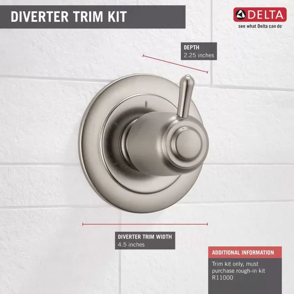 imageDelta Faucet 3Setting Shower Handle Diverter Trim Kit Diverter Valve Trim Kit Oil Rubbed Bronze 3 Way Shower Diverter Delta Diverter Trim Venetian Bronze T11800RB Valve Not IncludedStainless