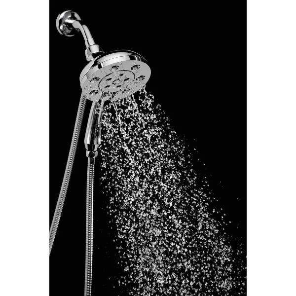 imageDelta Faucet 4Spray In2ition 2in1 Dual Shower Head with HandHeld Spray H2Okinetic Black Shower Head with Hose Showerheads Handheld Shower Heads Magnetic Docking Matte Black 58472BLChrome