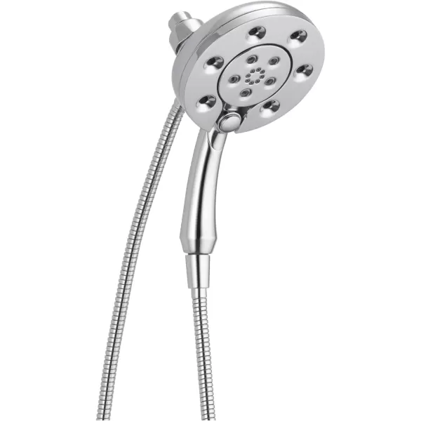 imageDelta Faucet 4Spray In2ition 2in1 Dual Shower Head with HandHeld Spray H2Okinetic Black Shower Head with Hose Showerheads Handheld Shower Heads Magnetic Docking Matte Black 58472BLChrome