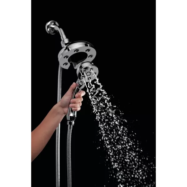 imageDelta Faucet 4Spray In2ition 2in1 Dual Shower Head with HandHeld Spray H2Okinetic Black Shower Head with Hose Showerheads Handheld Shower Heads Magnetic Docking Matte Black 58472BLChrome