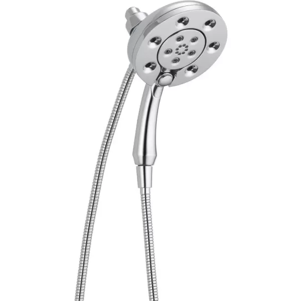 imageDelta Faucet 4Spray In2ition 2in1 Dual Shower Head with HandHeld Spray H2Okinetic Black Shower Head with Hose Showerheads Handheld Shower Heads Magnetic Docking Matte Black 58472BLChrome
