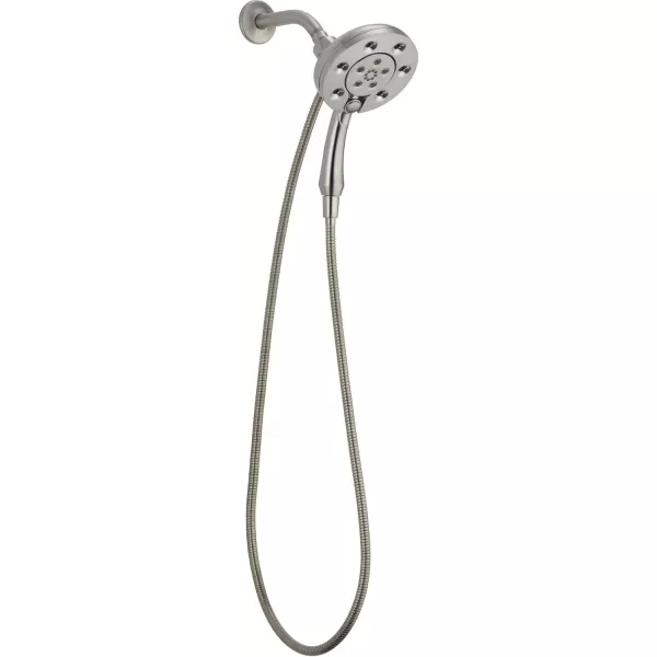 imageDelta Faucet 4Spray In2ition 2in1 Dual Shower Head with HandHeld Spray H2Okinetic Black Shower Head with Hose Showerheads Handheld Shower Heads Magnetic Docking Matte Black 58472BLStainless