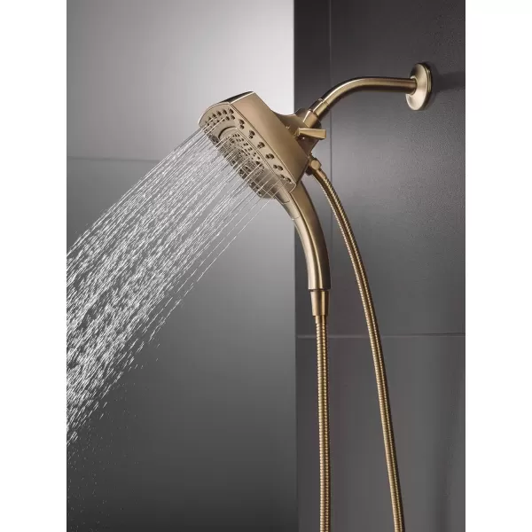 imageDelta Faucet 5Setting In2ition 2in1 Dual Hand Held Shower Head with Hose Gold Shower Head Handheld Combo Magnetic Docking Handheld Shower Head 25 GPM Champagne Bronze 58474CZ25