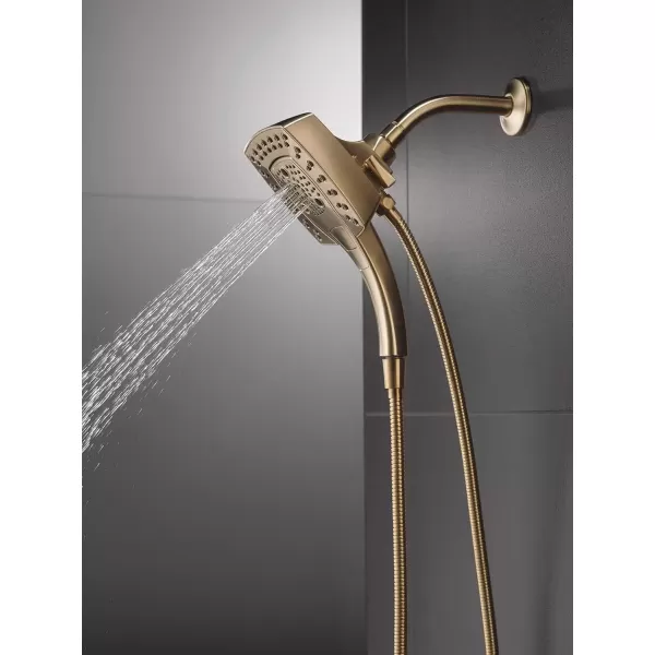 imageDelta Faucet 5Setting In2ition 2in1 Dual Hand Held Shower Head with Hose Gold Shower Head Handheld Combo Magnetic Docking Handheld Shower Head 25 GPM Champagne Bronze 58474CZ25