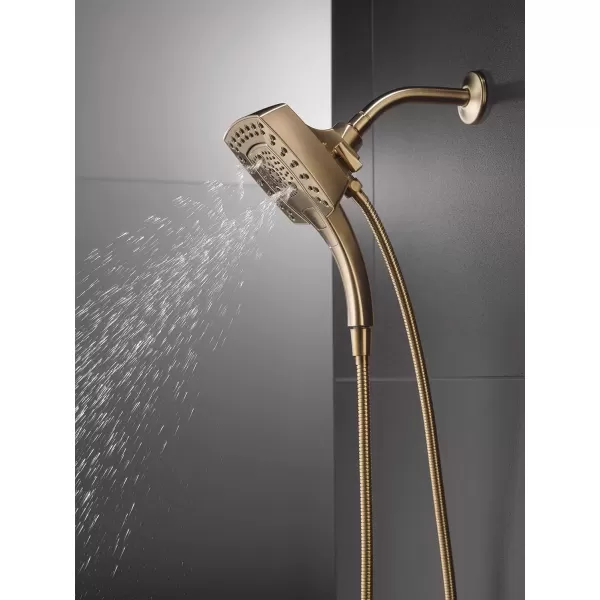 imageDelta Faucet 5Setting In2ition 2in1 Dual Hand Held Shower Head with Hose Gold Shower Head Handheld Combo Magnetic Docking Handheld Shower Head 25 GPM Champagne Bronze 58474CZ25