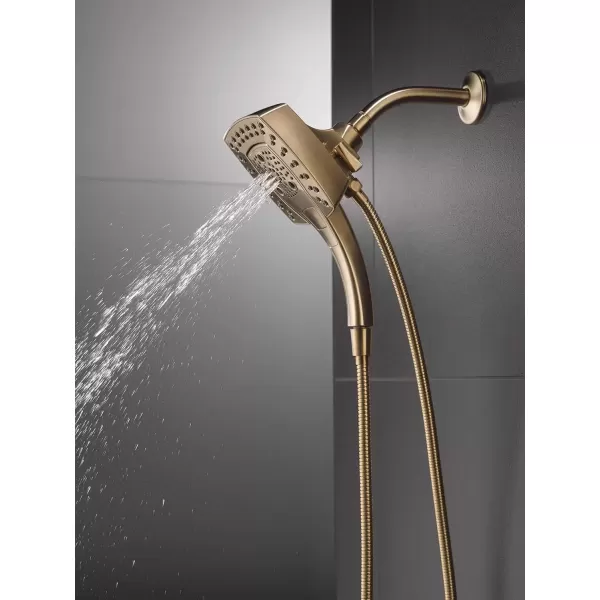 imageDelta Faucet 5Setting In2ition 2in1 Dual Hand Held Shower Head with Hose Gold Shower Head Handheld Combo Magnetic Docking Handheld Shower Head 25 GPM Champagne Bronze 58474CZ25