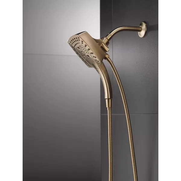 imageDelta Faucet 5Setting In2ition 2in1 Dual Hand Held Shower Head with Hose Gold Shower Head Handheld Combo Magnetic Docking Handheld Shower Head 25 GPM Champagne Bronze 58474CZ25