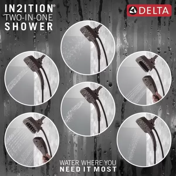imageDelta Faucet 5Setting In2ition 2in1 Dual Hand Held Shower Head with Hose Oil Rubbed Bronze Shower Head Handheld Combo Magnetic Docking Handheld Shower Head 25 GPM Venetian Bronze 58474RB25Venetian Bronze