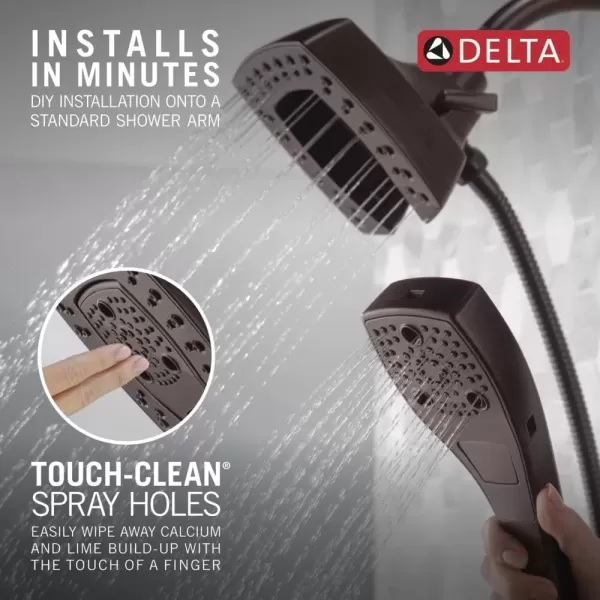 imageDelta Faucet 5Setting In2ition 2in1 Dual Hand Held Shower Head with Hose Oil Rubbed Bronze Shower Head Handheld Combo Magnetic Docking Handheld Shower Head 25 GPM Venetian Bronze 58474RB25Venetian Bronze