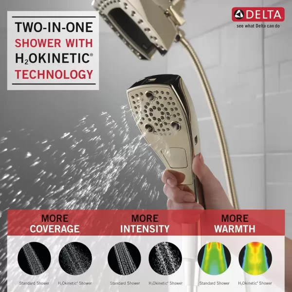 imageDelta Faucet 5Setting In2ition 2in1 Dual Hand Held Shower Head with Hose Oil Rubbed Bronze Shower Head Handheld Combo Magnetic Docking Handheld Shower Head 25 GPM Venetian Bronze 58474RB25Polished Nickel