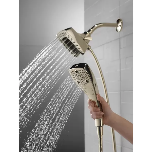 imageDelta Faucet 5Setting In2ition 2in1 Dual Hand Held Shower Head with Hose Oil Rubbed Bronze Shower Head Handheld Combo Magnetic Docking Handheld Shower Head 25 GPM Venetian Bronze 58474RB25Polished Nickel