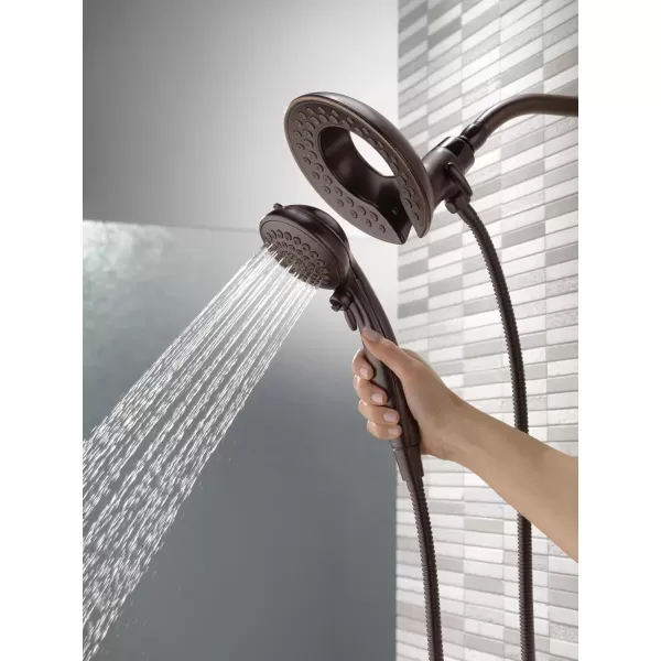 imageDelta Faucet 5Spray In2ition 2in1 Dual Shower Head with HandHeld Spray Oil Rubbed Bronze Hand Held Shower Head with Hose Handheld Shower Heads 25 GPM Shower Head Venetian Bronze 58569RB25PK
