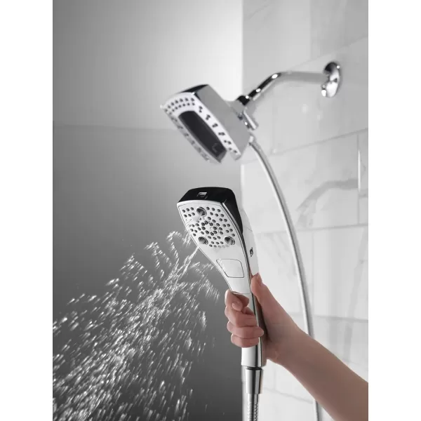 imageDelta Faucet 5Spray In2ition Dual Shower Head with HandHeld Spray H2Okinetic Chrome Shower Head with Hose Showerheads Magnetic Docking Lumicoat Chrome 58474PR25